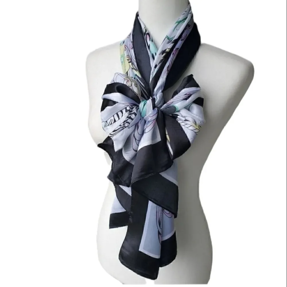 Retro Vintage Pastel Silk Fashion Print Scarf
